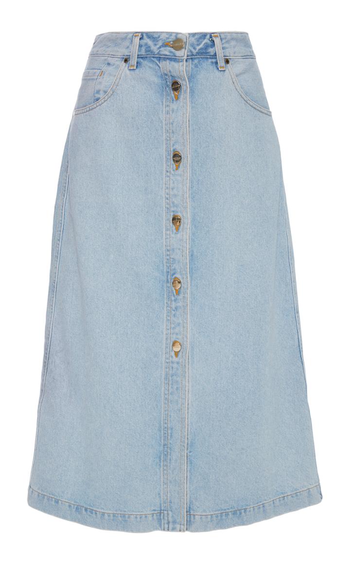 Goldsign Button Front Original Denim Skirt