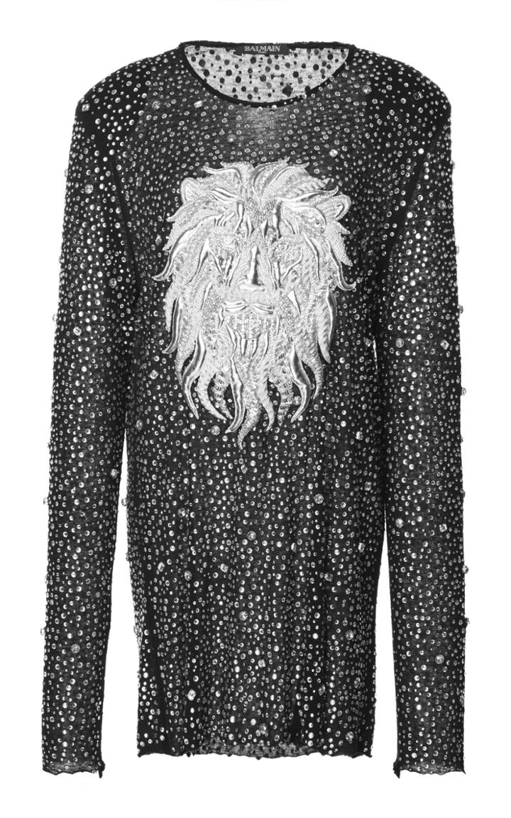 Balmain Embroidered Lion Linen Dress