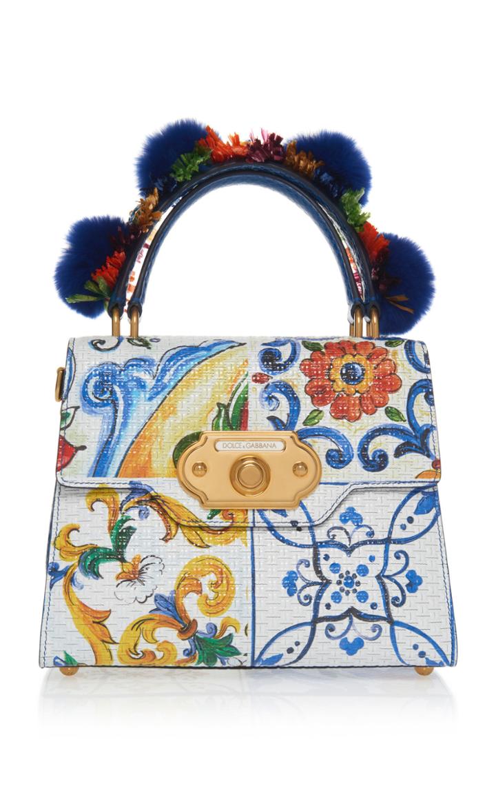 Dolce & Gabbana Embellished Printed Leather Shoulder Bag