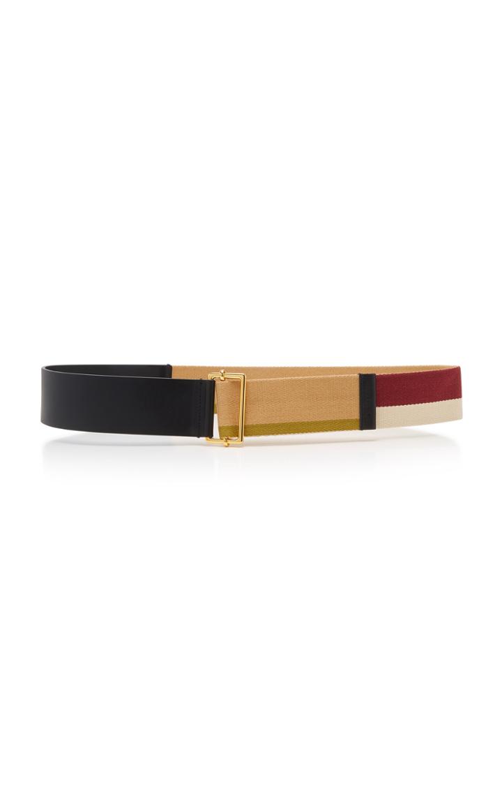 Marni Color Block Leather And Grosgrain Belt