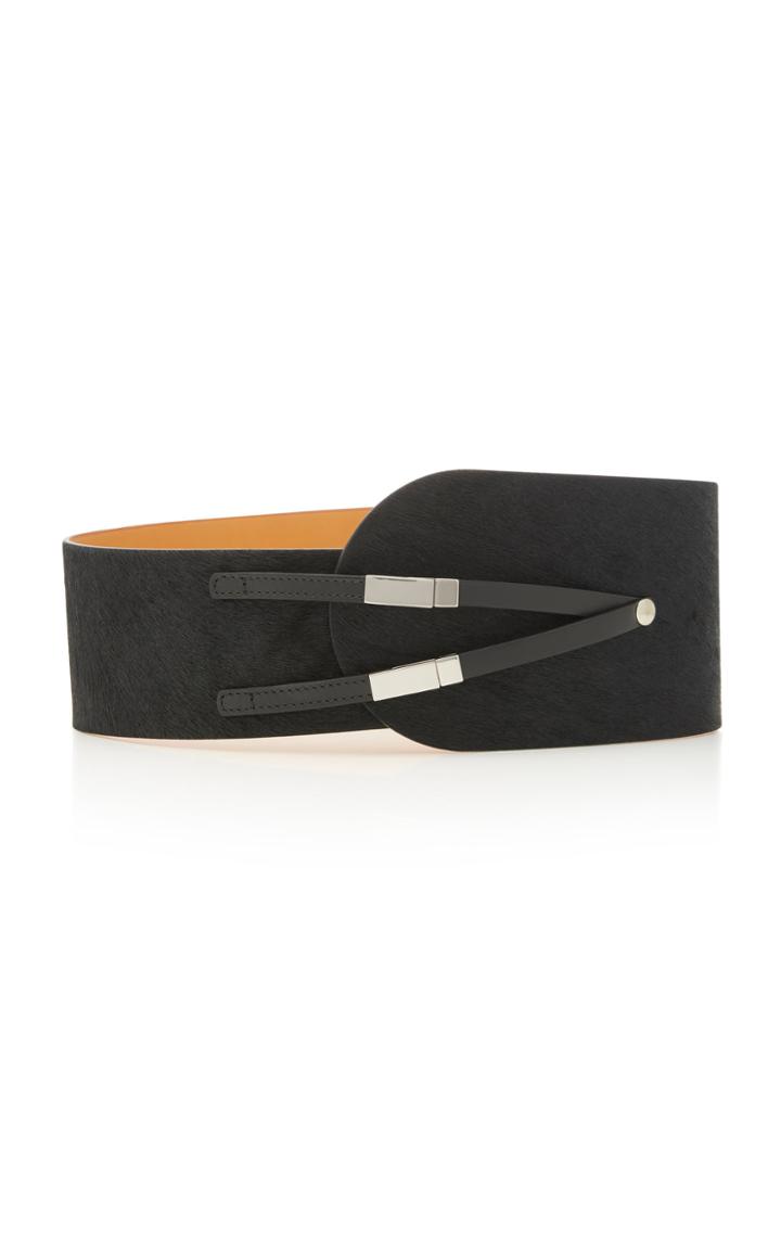 Maison Vaincourt Leather-trimmed Calf-hair Belt
