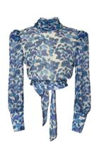Adriana Degreas Cropped Silk Chiffon Blouse
