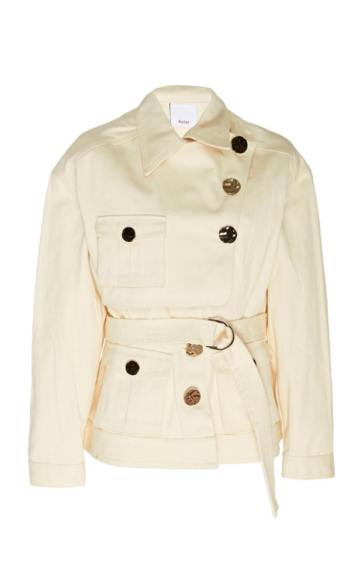 Acler Lewis Button-detailed Belted Denim Jacket