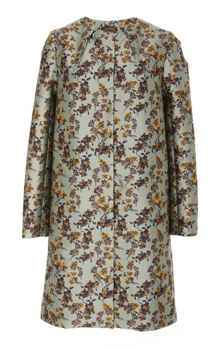 Zac Posen Floral-patterened Jacquard Midi Coat