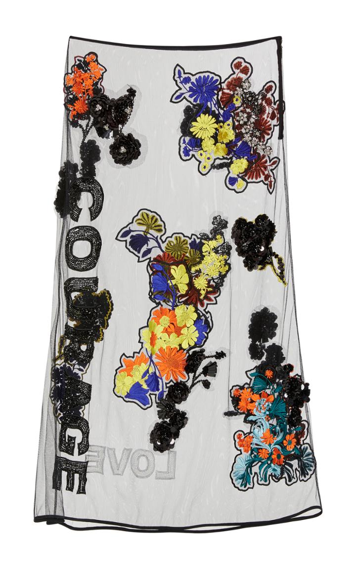 Versace Floral Embellished Tulle Skirt