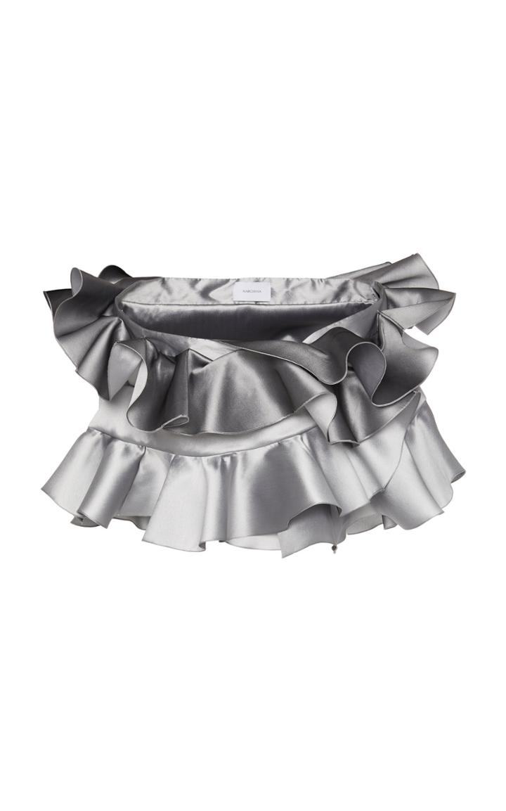 Marchesa Ruffled Duchess Satin Cropped Jacket