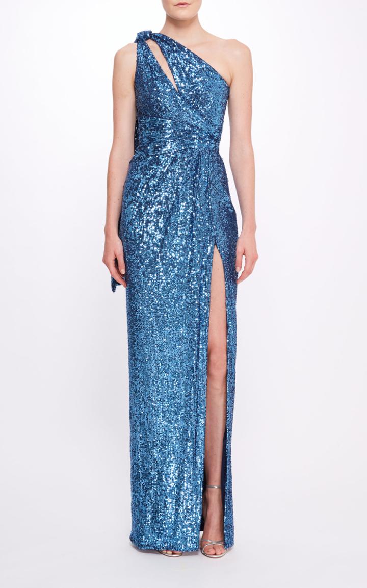 Moda Operandi Pamella Roland Sequin One Shoulder Gown