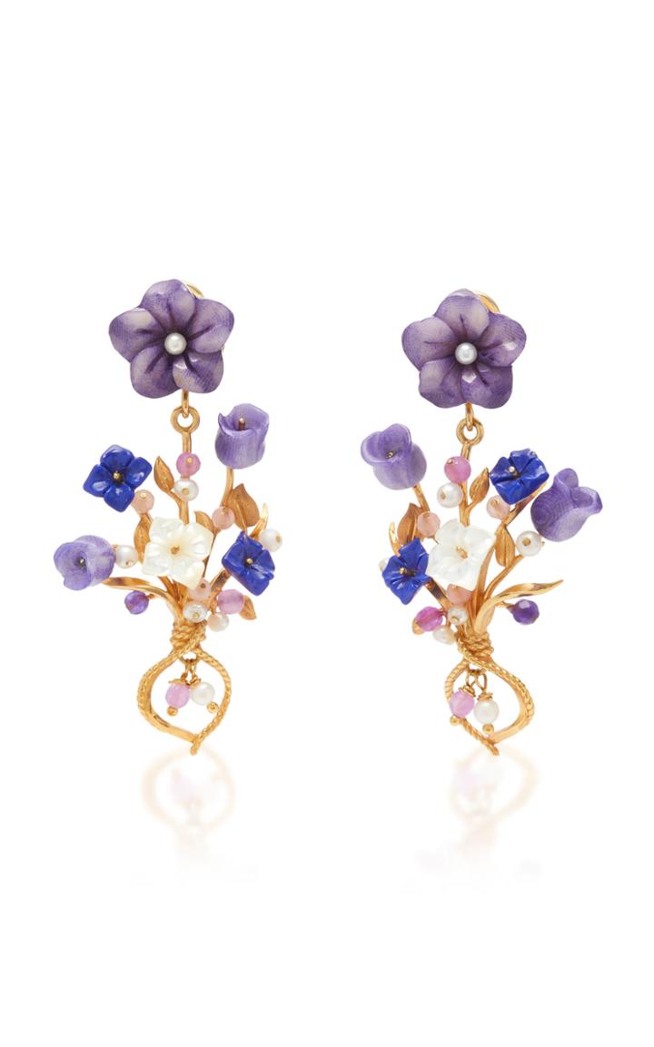 Of Rare Origin Violet Tague And Pearl Bundle Earrings