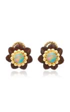 Silvia Furmanovich Sculptural Botanical Marquetry Opal Stud Earrings