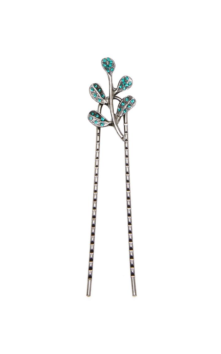 Oscar De La Renta Crystal Leave Hair Pin