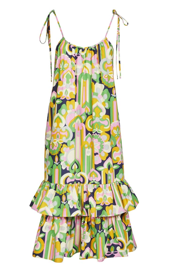 La Doublej Simps Printed Tiered Cotton Dress