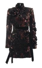 Elie Saab Paillette-embellished Velvet Mini Dress