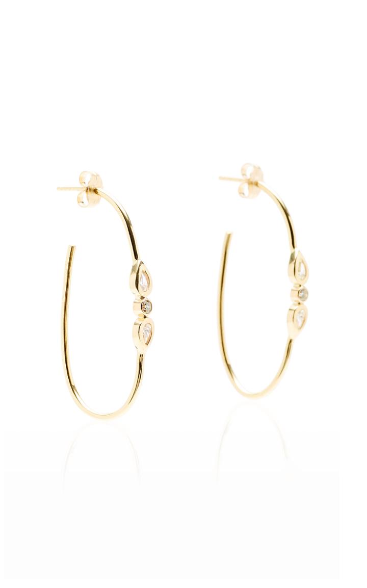 Jacquie Aiche 14k Yellow Gold And Diamond Oval Hoops