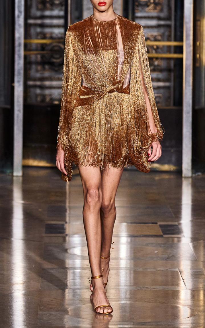 Moda Operandi Oscar De La Renta Draped Long Sleeved Mini Dress