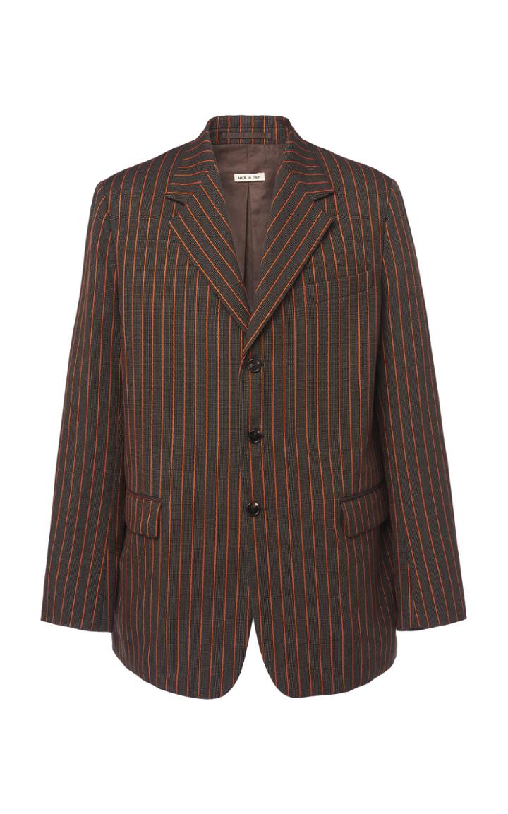 Marni Striped Oversized Three Button Blazer