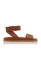 Valentino Gold-tone Buckle Leather Sandal