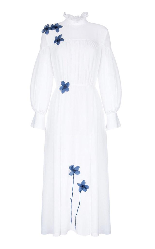 Wisdom Mock Neck Collar Poof Sleeve Dress