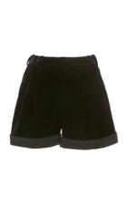 Zuhair Murad Pleated Velvet High Waist Shorts