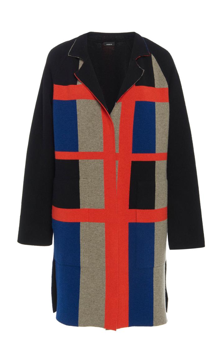 Akris Cashmere Check Jacquard Reversible Coat