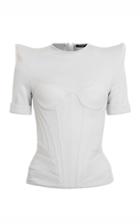 Moda Operandi Balmain Shoulder Padded Jersey Corset Top