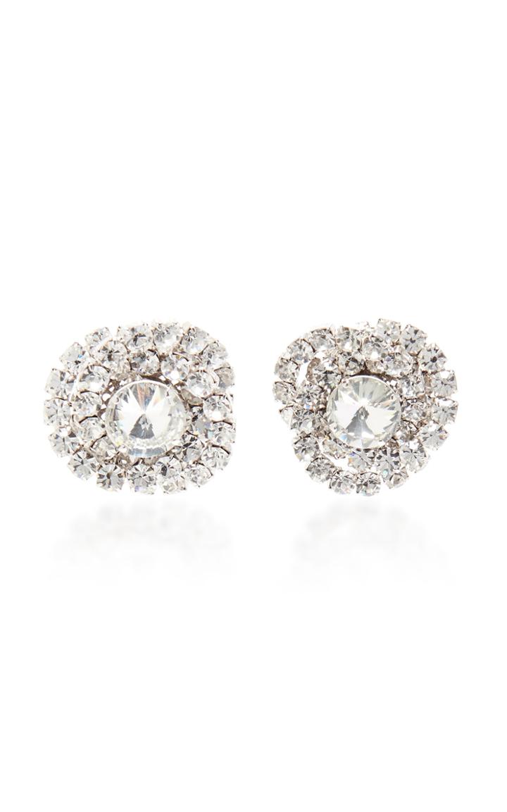 Alessandra Rich Silver-tone Crystal Torchon Clip Earrings
