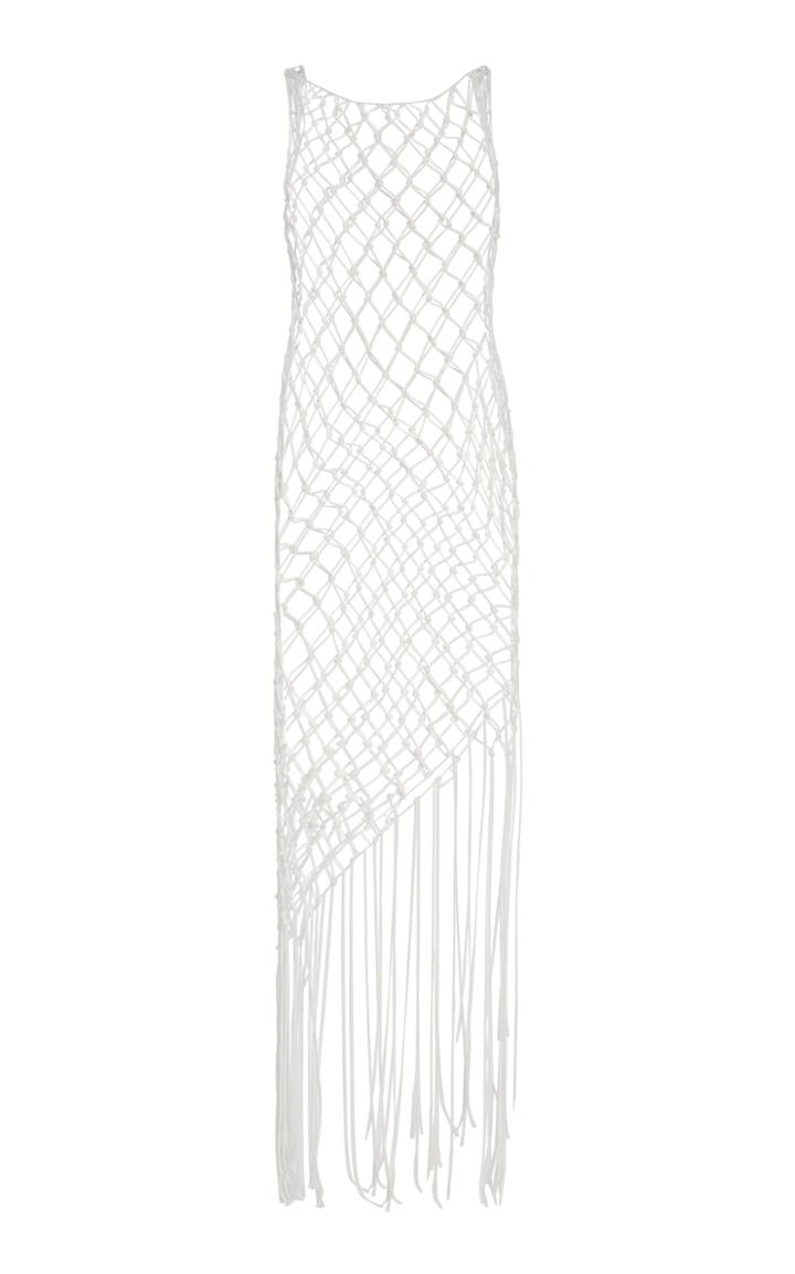 Off-white C/o Virgil Abloh Fringed Cotton Fishnet Dress