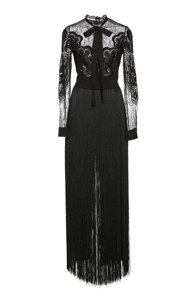 Elie Saab High Collar Fringed Jumpsuit