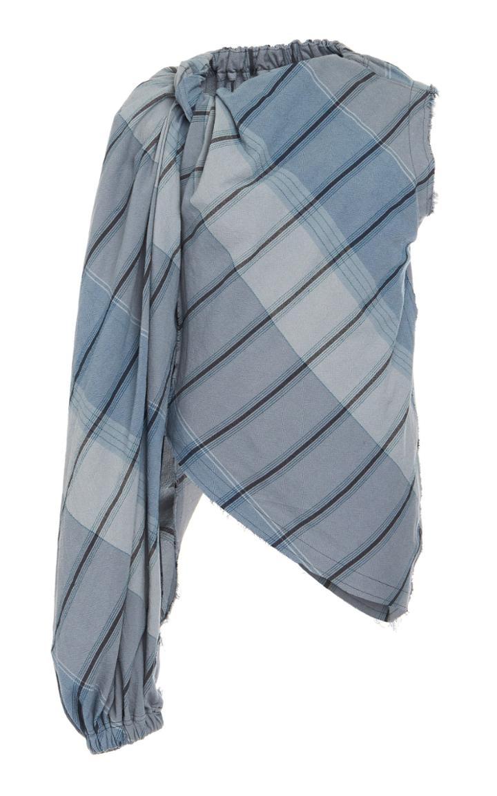 Moda Operandi Jw Anderson Draped Checkered Jersey Top Size: 8