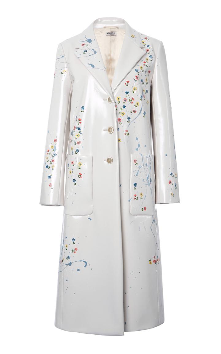 Moda Operandi Miu Miu Floral-printed Vinyl Coat Size: 38