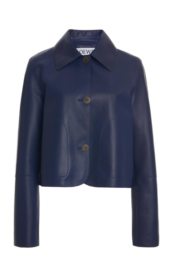 Moda Operandi Loewe Cropped Leather Jacket Size: 38