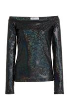 Moda Operandi Saks Potts Herm Metallic Stretch Jersey Off-the-shoulder Top