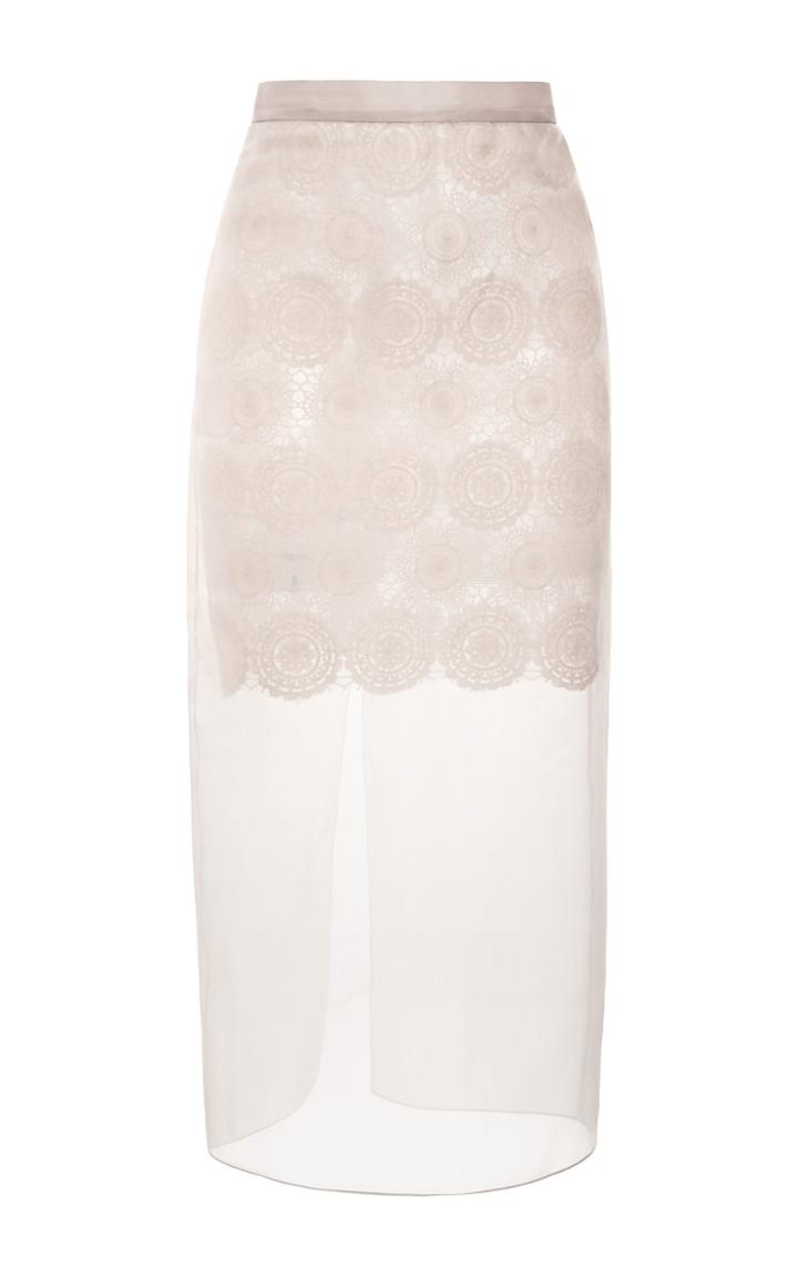 Ruban Ivory Lace Skirt With Light Grey Organza