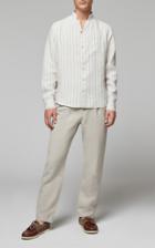 Sease Linen Henley Striped Shirt