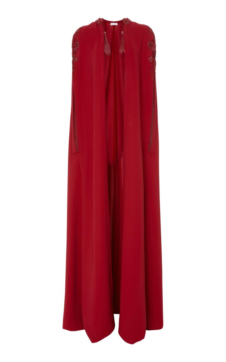 Zuhair Murad Embroidered Crepe Cady Maxi Cape