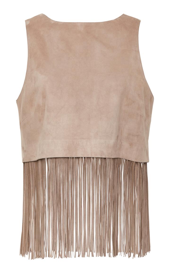 Sally Lapointe Suede Fringe Top