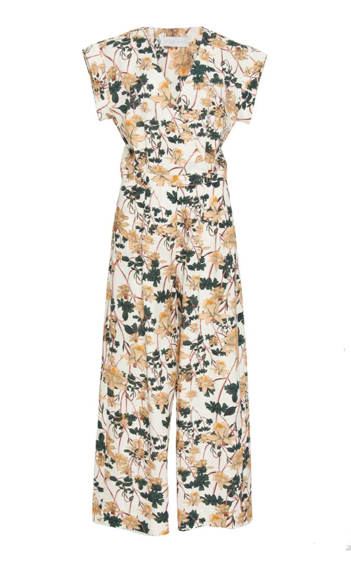 Christine Alcalay Printed Linen Blend Wide-leg Jumpsuit