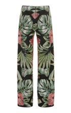 Richard Quinn Floral Beaded Straight-leg Satin Pants