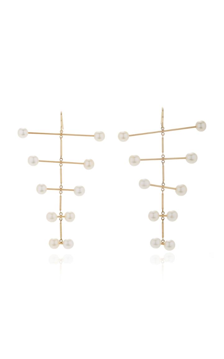 Mateo Blizzard Mobile 14k Gold And Pearl Earrings