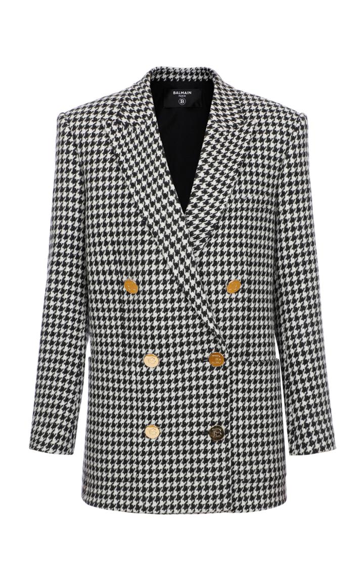 Balmain Oversized Houndstooth Wool-blend Blazer