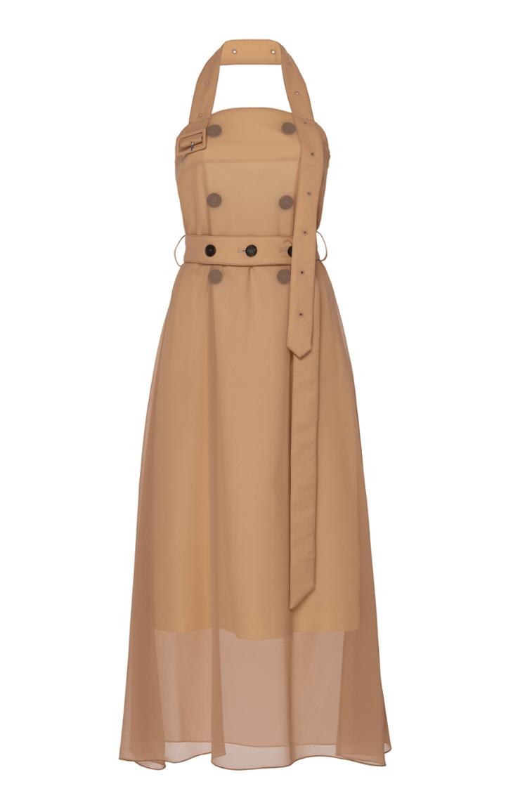 Rokh Halterneck Cotton-poplin Midi Dress