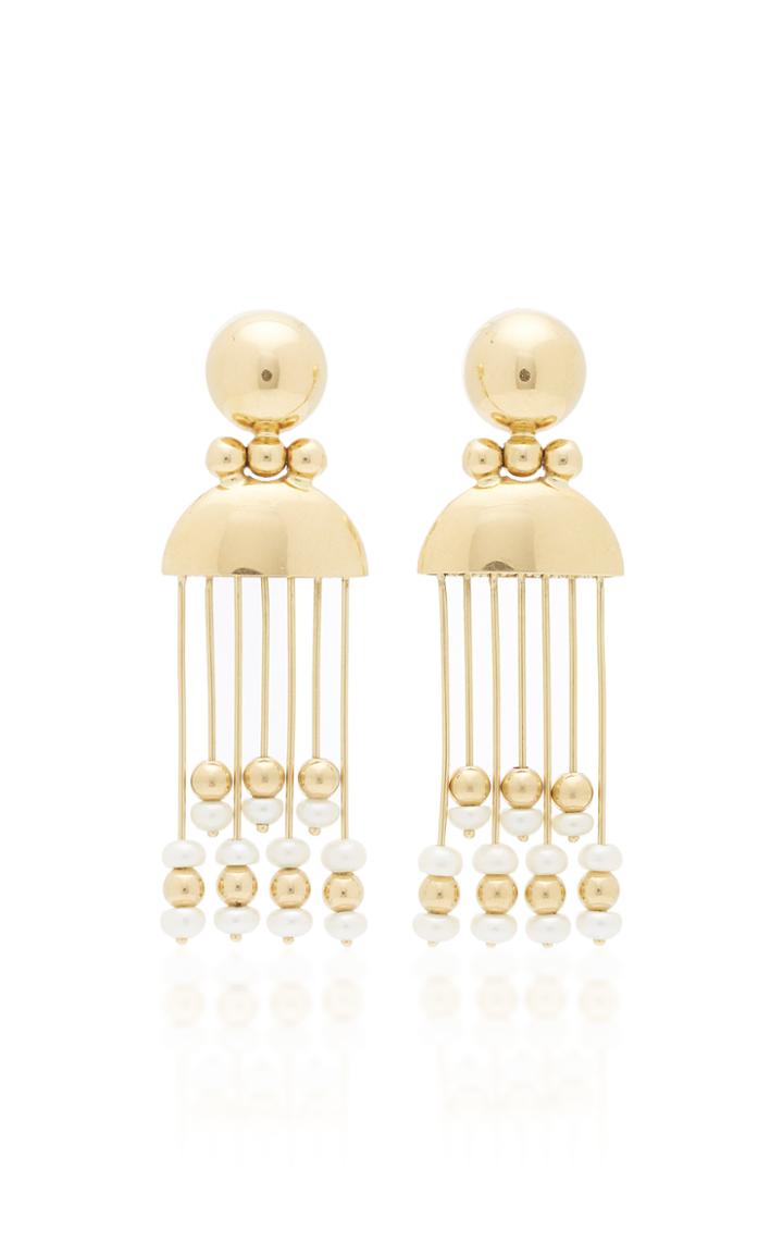 Mahnaz Collection One-of-a-kind 18k Gold And Pearl Earrings Unsigned