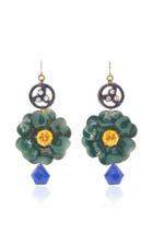 Lulu Frost One-of-a-kind Crystal Button And Brass Flower Earring