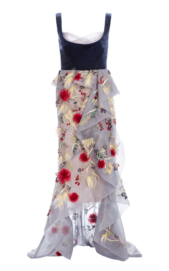 Moda Operandi Marchesa Embellished Velvet Gown