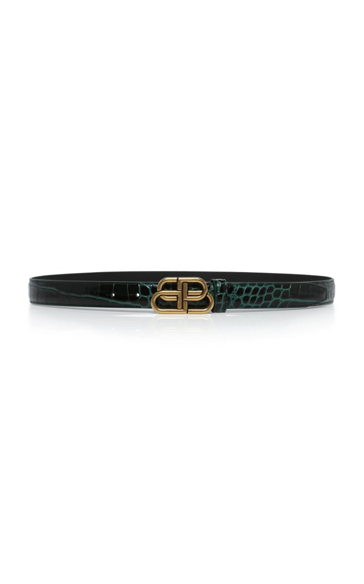 Balenciaga Bb Croc-effect Leather Belt