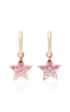 She Bee 10k Gold Pink Sapphire Star Hoops
