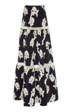 Alexis Surrey Embroidered Tiered Cotton-blend Maxi Skirt Size: S