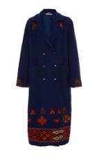 Pro Double-breasted Long Printed Wool Coat