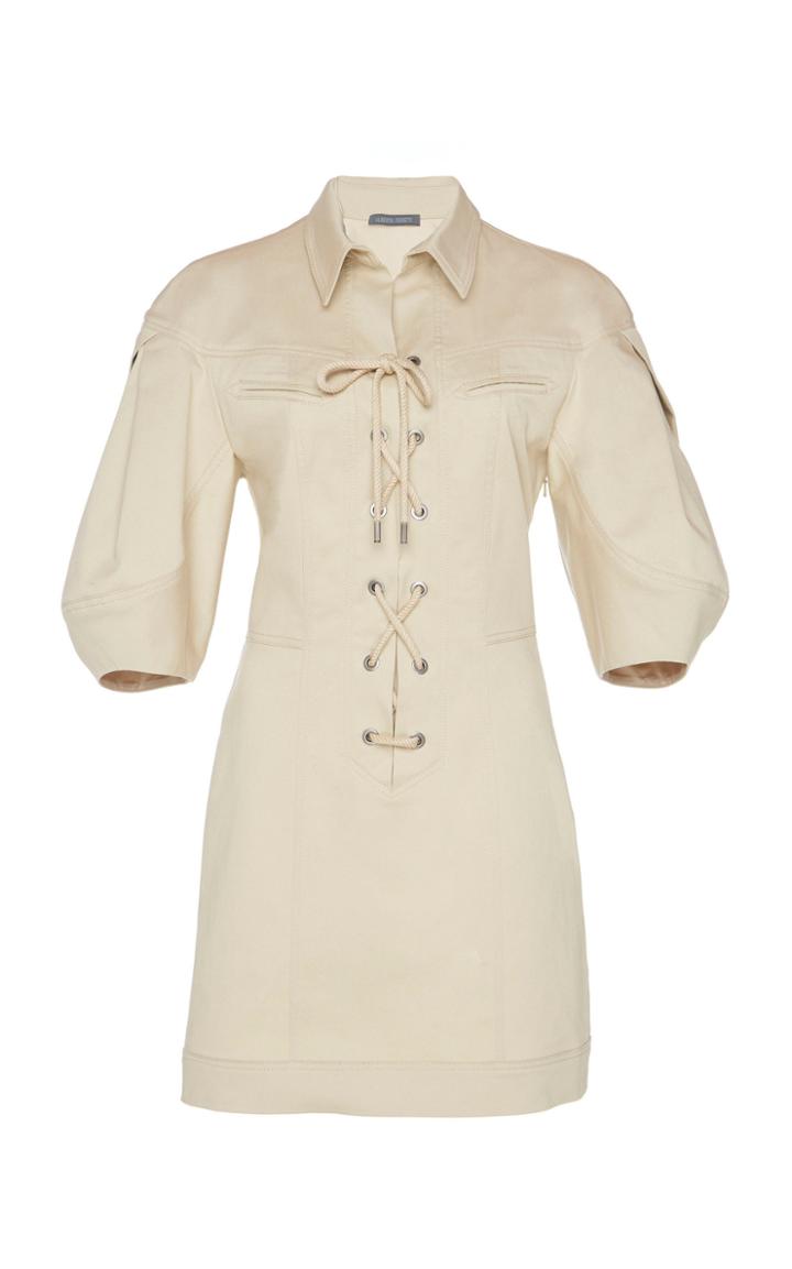 Alberta Ferretti Stretch Garbardine Safari Lace Up Dress