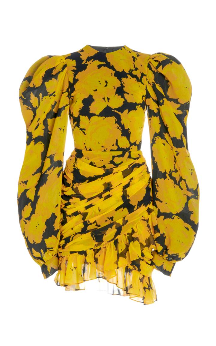 Moda Operandi Richard Quinn Gold Rose Rara Georgette Dress