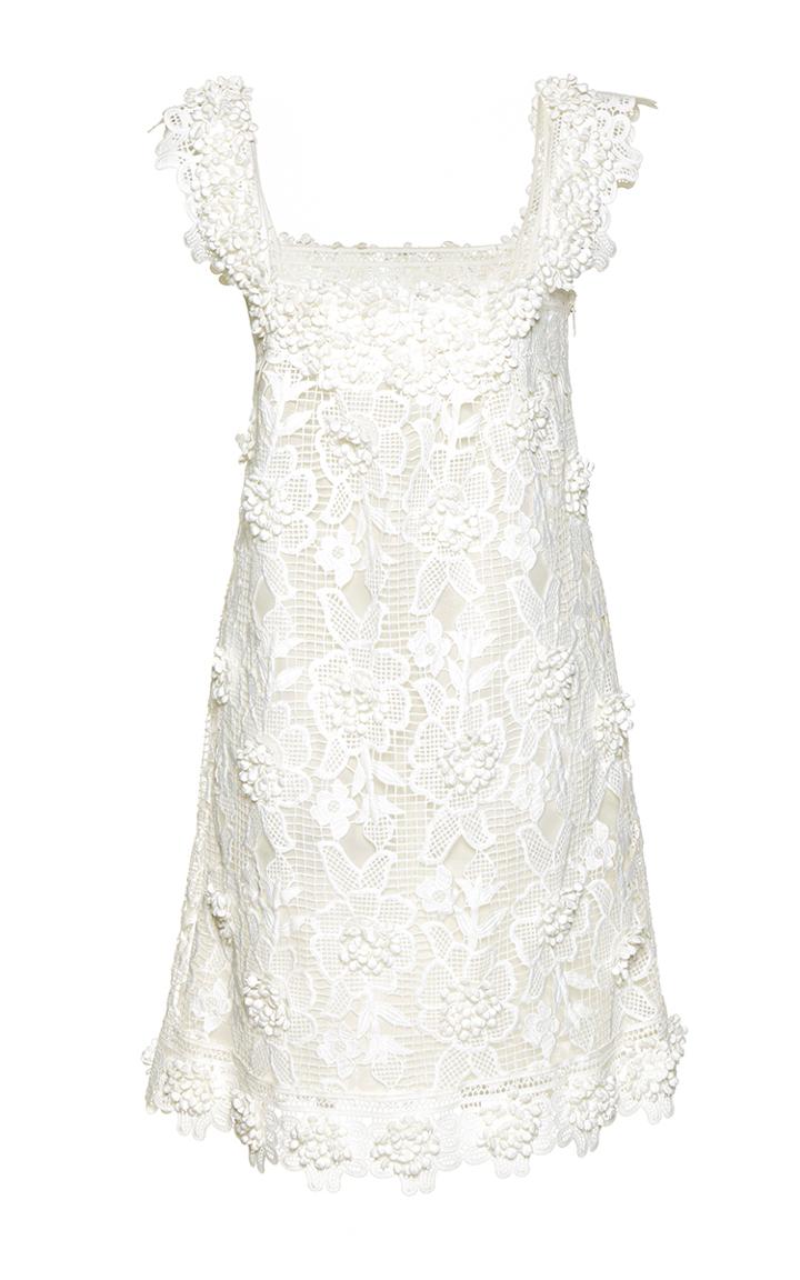 Costarellos Mini Blossom Lace Shift Dress